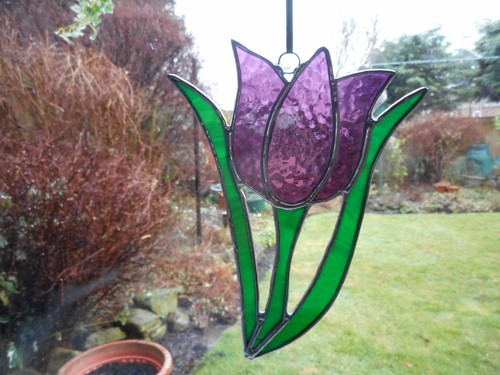 Stained glass tulip flower - stained,
