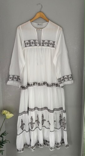 Zara white black embroidered - zara,