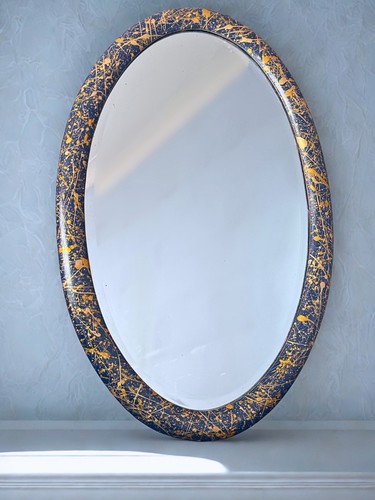 Vintage hand painted oval - hand,