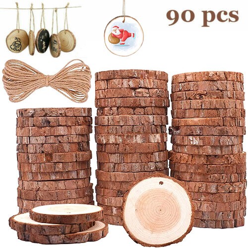 90pcs natural wood slices - wood,