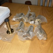 Brass Projection Door Stop Screw-Fix Floor Skirting Rubber Buffer Stopper