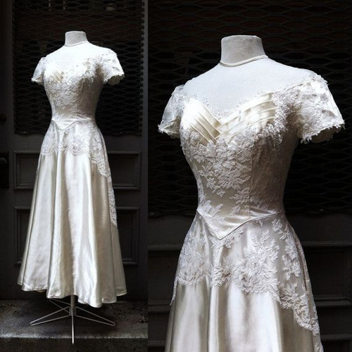 Vintage wedding dresses satin - vintage,