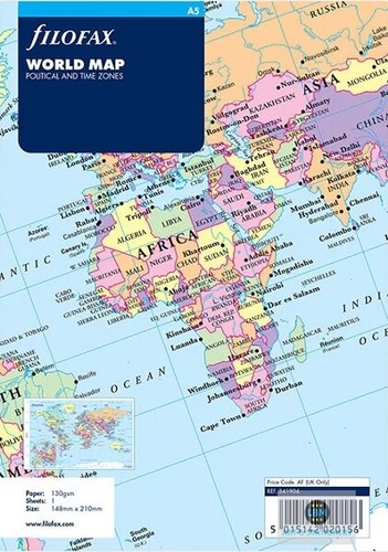 Filofax size world map - a5,
