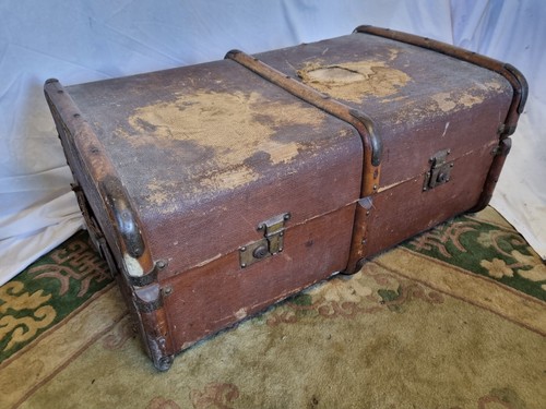 Vintage wood steamer trunk - vintage,