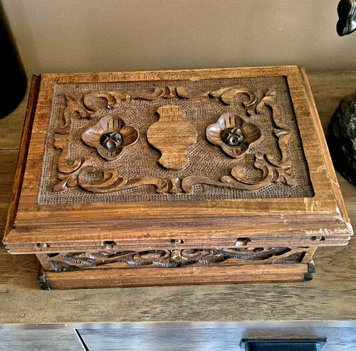 Vintage hand carved - hand‑carved, walnut