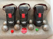 4 pairs of JB Petanque boules with two jacks, one Obut scorer & two wooden jacks