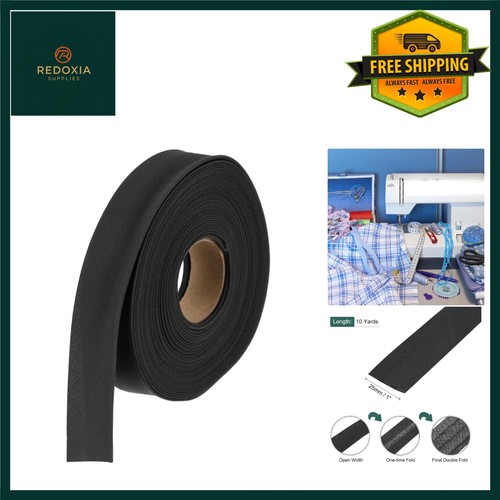 Black double fold bias tape - fold,