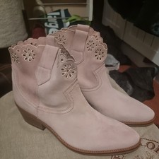 PENELOPE CHILVERS Cali Broderie Suede  PINK COWBOY BOOTS New size 8