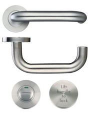 Lift To Lock Handle Disabled Facility Toilet Indicator Door Handle Set St-Steel