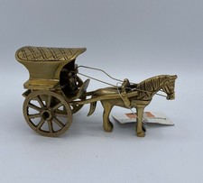 Brass Horse Cart Rider Tabletop Figurine  Home Decor Antique Finish