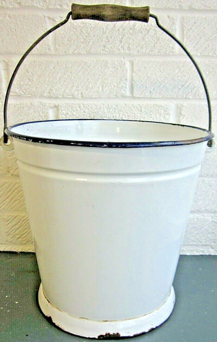 Enameled metal bucket c1940s - enameled,