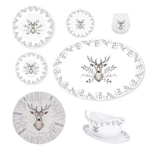 Christmas tableware set grey - tableware,