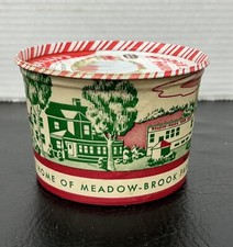 Vtg Mt Pleasant PA Meadow Brook Farms Dairy Creamed Cottage Cheese Wax Tin Tub