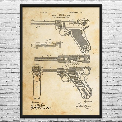 Luger pistol patent - pistol, wall