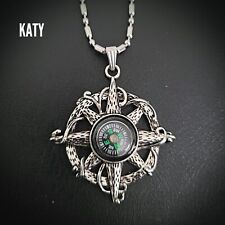 Antique Silver Coloured Celtic  Compass Pendant Necklace Vintage Look Gift  