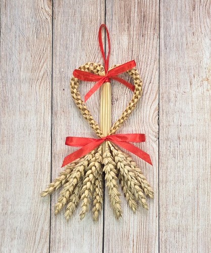 Handcrafted straw corn dolly - straw,