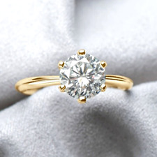 Real 0.5 1ct 2ct 3ct Moissanite Ring GRA Gold Solitaire Engagement Sparkly Round