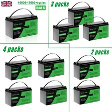 1/2/3/4PC 12V 100AH Lithium Battery Deep Cycle LiFePO4 Rechargeable Garden Sola