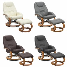 Swivel Recliner Armchair with Footstool Home Office Lounge Chair Relax TV Chair