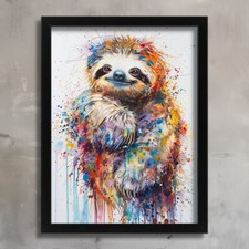 Watercolour Sloth Wall Art