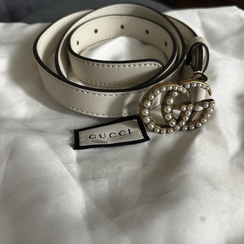 Gucci cream leather belt with - gucci,