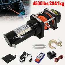 12V 4500lbs Electric Winch Synthetic Cable Wireless Remote Quad Bike ATV Boat UK