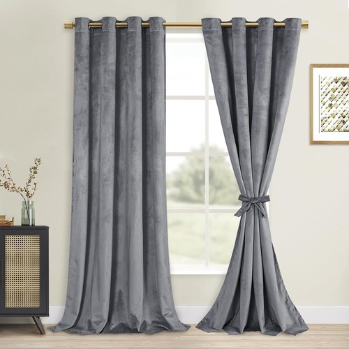 Grey velvet curtains 96 - grey, 52