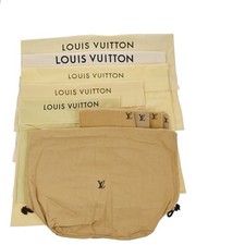 LOUIS VUITTON Logo 10 Set Dust Bag Drawstring Canvas Cotton Beige Brown 09KB740