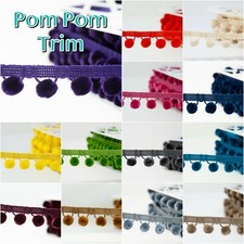 Pom Pom Trim Trimming Sewing Craft Per Metre 18mm Bobble Fringe 28mm Pompom 
