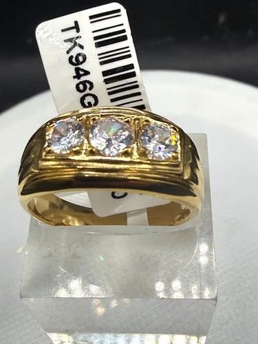 Mens gold three - three, stone