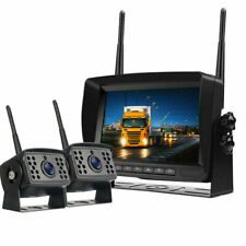 Digital Wireless 7" Monitor Splitscreen 2x Reversing Camera Kit DVR 12V 24V QUAD