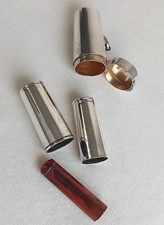 Antique sterling silver pendant - silver and amber telescopic cheroot holder