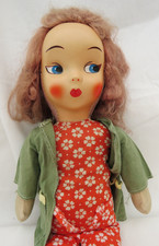 Antique Looby Loo Style Rag Doll with Pretty Celluloid Face about 55 cm Long