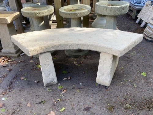 Concrete curved garden bench - concrete,