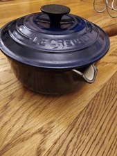 Le Creuset 18 Cast Iron Enamel Sauce Pan Indigo.  Very Good Condition 
