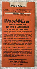 Vintage Wood-Mizer International Log Rule and Lumber Scale Card-To Find Board Ft