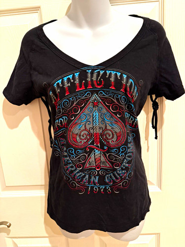 Affliction ladies black neck - ladies,