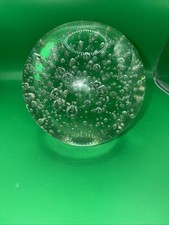 Vintage Large Hand Blown Clear Paperweight with Bubbles 2.3kg 5 Inches Tall