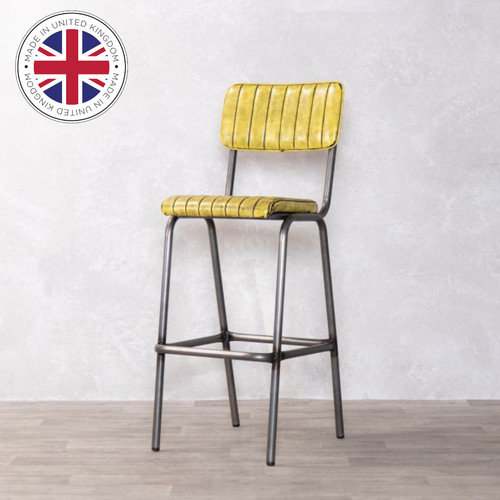 Yellow faux leather - yellow, stool