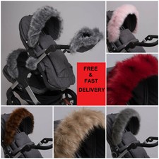 Luxury pram fur hood furs - fur,