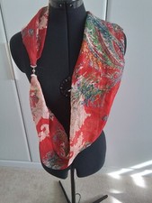 Genuine SCARFLACE from Moira C RED w Silver Thread Paisley Style Pattern BNWOT