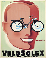 VeloSolex Bicycle Poster 1950s Retro Transport Wall Art -12X16/16X20/18X24/24X36