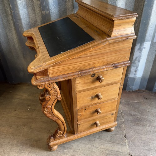 Vintage pine davenport - pine, desk