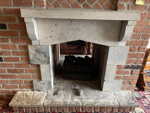 Limestone fireplace - limestone,