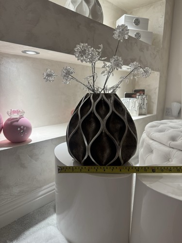Geometric pewter vase with - geometric,
