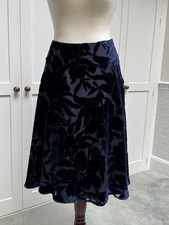 Moloh Devoré Velvet burnout swing skirt in deep royal blue UK14 intensely luxe