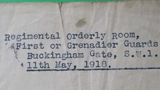 Grenadier Guards 1918 Discharge Letter