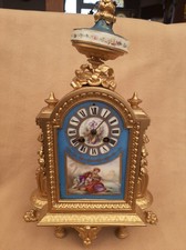 ANTIQUE FRENCH JAPY FRERES GILT METAL AND PORCELAIN CLOCK FOR RESTORATION