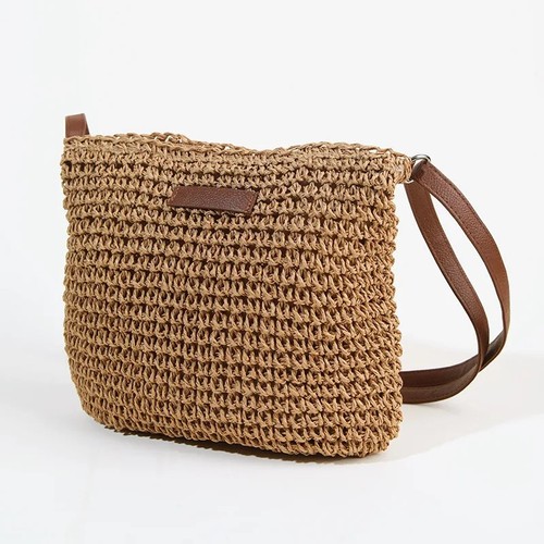 Luxury straw woven crossbody - straw,
