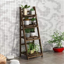4 Tiers Foldable Corner Ladder Shelf Bookcase Display Storage Plant Stand Rack